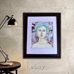 Artiste autodidacte OOAK Ruth A. Portrait contemporain d'art populaire 11x14