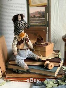 Cadeau Teddy Main Intérieur Jouet Animal Collectables Ooak Zebra Cowboy Doll Décor