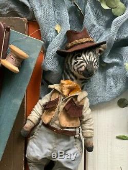 Cadeau Teddy Main Intérieur Jouet Animal Collectables Ooak Zebra Cowboy Doll Décor