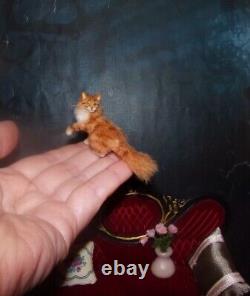 Chat Rouge Miniature Fait À La Main Ooak 112 Maison De Poupée Réaliste Sculpté À La Main Igma