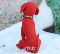 Chien en feutre à l'aiguille, jouet de chien unique, chien Labrador rouge, jouet d'art collectible fait main