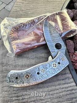 Couteau de poche damassé unique et artistique, fait main au Pakistan