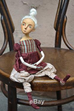 Doll Art, Main Artisan En Papier Mâché Tissu Doll Toy-fille, Ooak, Artiste Moderne