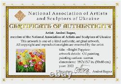 Fleurs D'origine Peinture À L'huile Poppies Ukrainian Artist Wall Art Decor Still Life