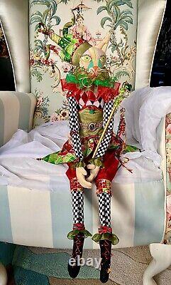 Grand Chat bouffon de Noël en textile d'art fait main 27, Poupée d'art de collection, pièce unique