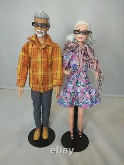 Grand-père Et Grand-mère Ken Barbie Mode Poupée Vieille Dame Homme Gris Cheveux Blancs Ooak