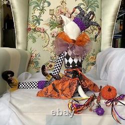 Grande Poupée d'art textile faite à la main pour Halloween, Chat Bouffon, Collectionneur, Pièce Unique