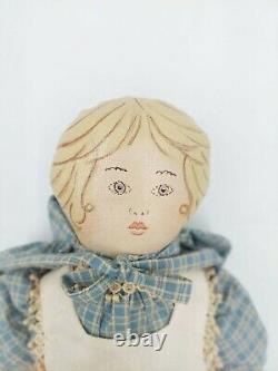 Izannah Walker Reproduction Folk Art Doll Ooak Artiste Signé 1987 Peinture À L'huile