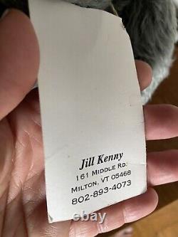 Joli ours en peluche artistique unique JILL KENNY en mohair gris pondéré 14 articulations signé