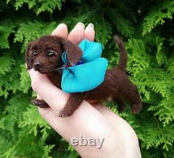 Labrador Retriever Dog Sculpture Miniature Felted Réaliste Pet Par Yana Fedorova