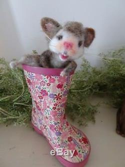 Laineux Mignon! Aiguille Felted Animaux Memorial Cat Main 100% Made To Order