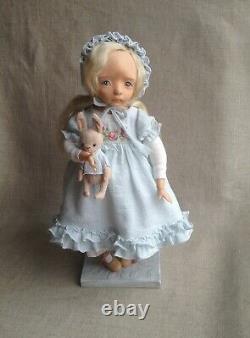 Little Doll Artist Baby Girl Handmade Polymer Clay Size 12 In