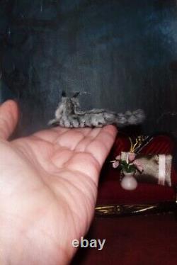 Mainecoon Chat Miniature Fait À La Main Ooak 112 Maison De Poupée Réaliste Sculpté À La Main Igma