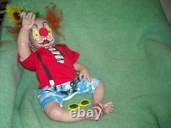 Mignon Zombie Clown Halloween Gonflé Sanglant Effrayant Renaître Bébé Artiste Ooak Poupée