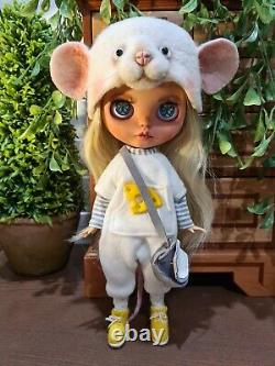 Miki' Mouse Adorable Personnalisé Ooak Blythe Doll Avec L'artiste Outfit Fait À La Main