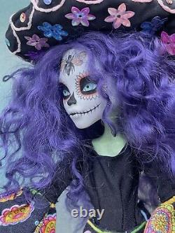 Monster High Ooak Custom Venus Mcflytrap Repeint Le Crâne De Sucre De Poupée, Jour De Mort