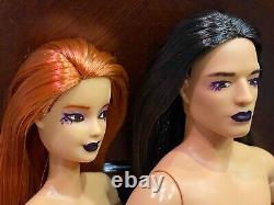 New Ooak Couple Gothique Entièrement Repeint Barbie Ken Boy Doll Fait Pour Déplacer Beaucoup De 2