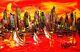 Nyc Manhattan Huile D'origine Painting Stretched Canvas Signed Tvyo