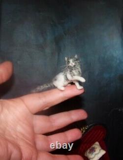 Ooak 112 Cat Réaliste Miniature Sculptée À La Main Maison De Poupée Igma Par Artiste