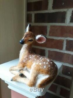 Ooak Aiguille Felted Deer Fawn Animas Sculpture Laine Par Tatiana Trot