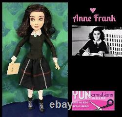 Ooak Anne Frank Doll- Journal D'une Jeune Fille - Hommage D'art Fait Main Unique Personnalisé