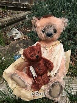 Ooak Artiste Mohair Teddy Bears Tina Et Son Teddy Cathy L Forcino Vintage 20