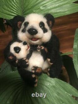 Ooak Artiste Teddy Bears Mee Too Panda & Cub Hand-shaded Wool Felted M Klug Vint