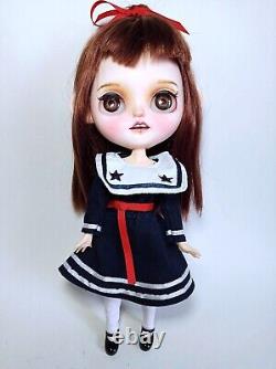 Ooak Custom Blythe Dollbrown Hair Sailor Avec Clothes & Accessoires