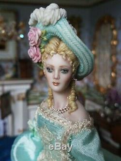 Ooak Porcelain Doll Artiste Par Costume Sally Cutts Par Susan Sirkis # 2 Moulé Cheveux