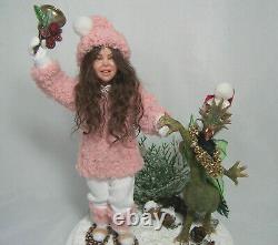 Ooak Snow Girl Avec Artiste Dragon Pgm Sculpting Original