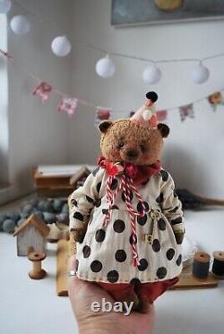 Ours en peluche artiste de style vintage Jouet Leurs amis Fait main OOAK Panda articulé