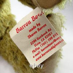 Ours en peluche artistique unique OOAK SHARON BARRON Charles vintage 16 mohair Veste d'aviateur