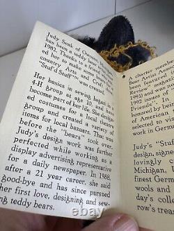 Ours en peluche en mohair anglais Vtg 99 de l'artiste Judy Senk avec articulations pondérées et yeux en verre