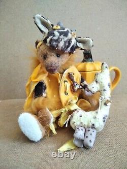 Ourson girafe avec le jouet Teddy OOAK par Voitenko Ukraine