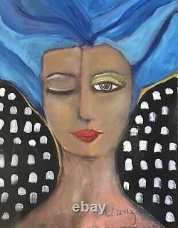 Peinture Blues / Artiste autodidacte Ruth A. 11x14 unique