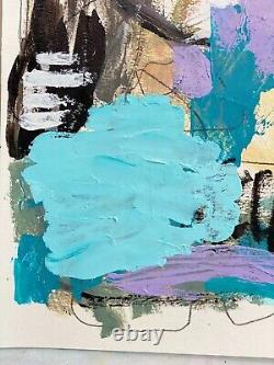 Peinture d'art OOAK Audacieux Contemporain Expressionnisme Abstrait Coloré bleu par KatC