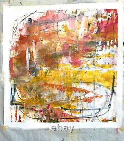 Peinture originale LG. OOAK Art abstrait contemporain Mouvement couleurs chaudes par Kat