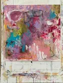 Peinture unique en son genre Art contemporain Expressionnisme abstrait Roses Rouge Couleur vive par Kat