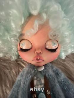 Personnalisé Ooak Blythe Doll Bleu Cheveux Bouclés