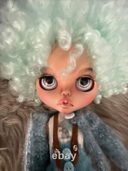 Personnalisé Ooak Blythe Doll Bleu Cheveux Bouclés