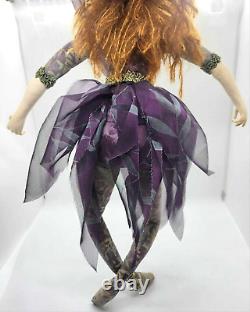 Poupée Ballerine en tissu faite main unique Rousse Danseuse Fantaisie Art Populaire whimsique