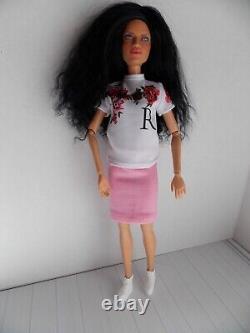 Poupée Barbie customisée à la main OOAK, habillée et repeinte, corps en mohair, par l'artiste Donna Anne