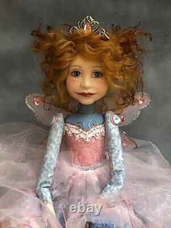 Poupée D'artiste Par Dianne Adam Fairy Princesse Rouge Cheveux Freckles Or Chaussures Ooak