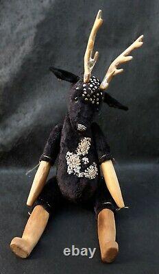 Poupée Fantaisie De L'artiste Boudoir Black Deer Golden Horns. Poupée D'art Ooak
