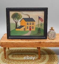 Poupée artisanale miniature Peggy McCarty Shaker House en peinture OOAK 1:12