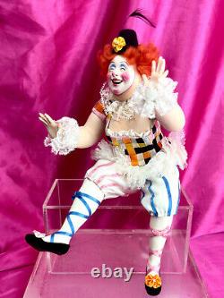 Poupée d'artiste NIADA OOAK Robert McKinley en pâte à papier Can Can Dancer Clown TRÈS RARE