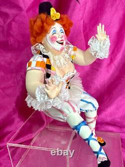 Poupée d'artiste NIADA OOAK Robert McKinley en pâte à papier Can Can Dancer Clown TRÈS RARE