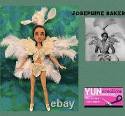 Poupée unique Josephine Baker personnalisée, collectionneur d'art fait main, chanteuse danseuse de cabaret.