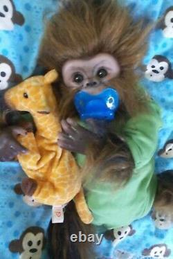 Reborn Baby Monkey Artiste Poupée Ape Chimp Chaz Orang-outan Animal Hybrid Ooak