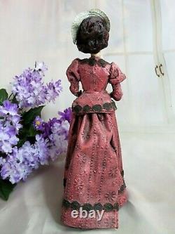 SCULPTÉE UNIQUE 1975 VINTAGE Poupée artiste OOAK MARY Robe Victorienne Figurine rare 11